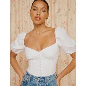 REFORMATION ROME LINEN CORSET TOP